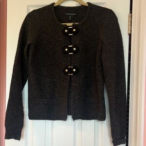 NEW Cynthia Rowley Dark Grey Cardigan with Gold Details